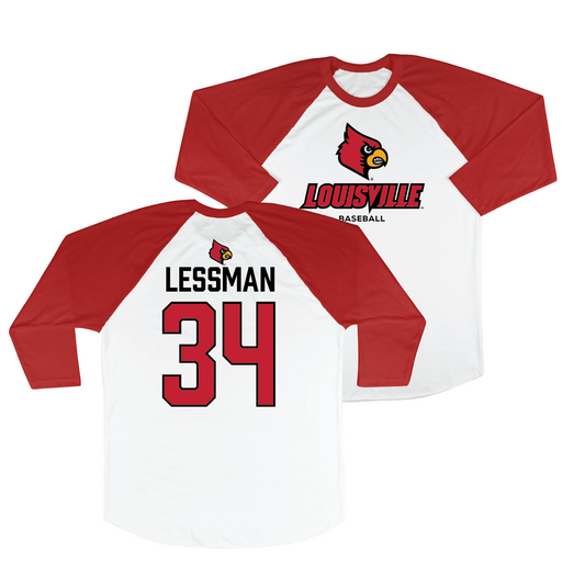 Louisville Baseball 3/4 Sleeve Raglan Tee - Jared Lessman | #34